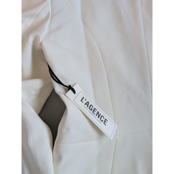 NWD L'AGENCE Single-button Contrast Lapel Smoking Blazer Size 2 White #1K458 - Picture 11 of 13